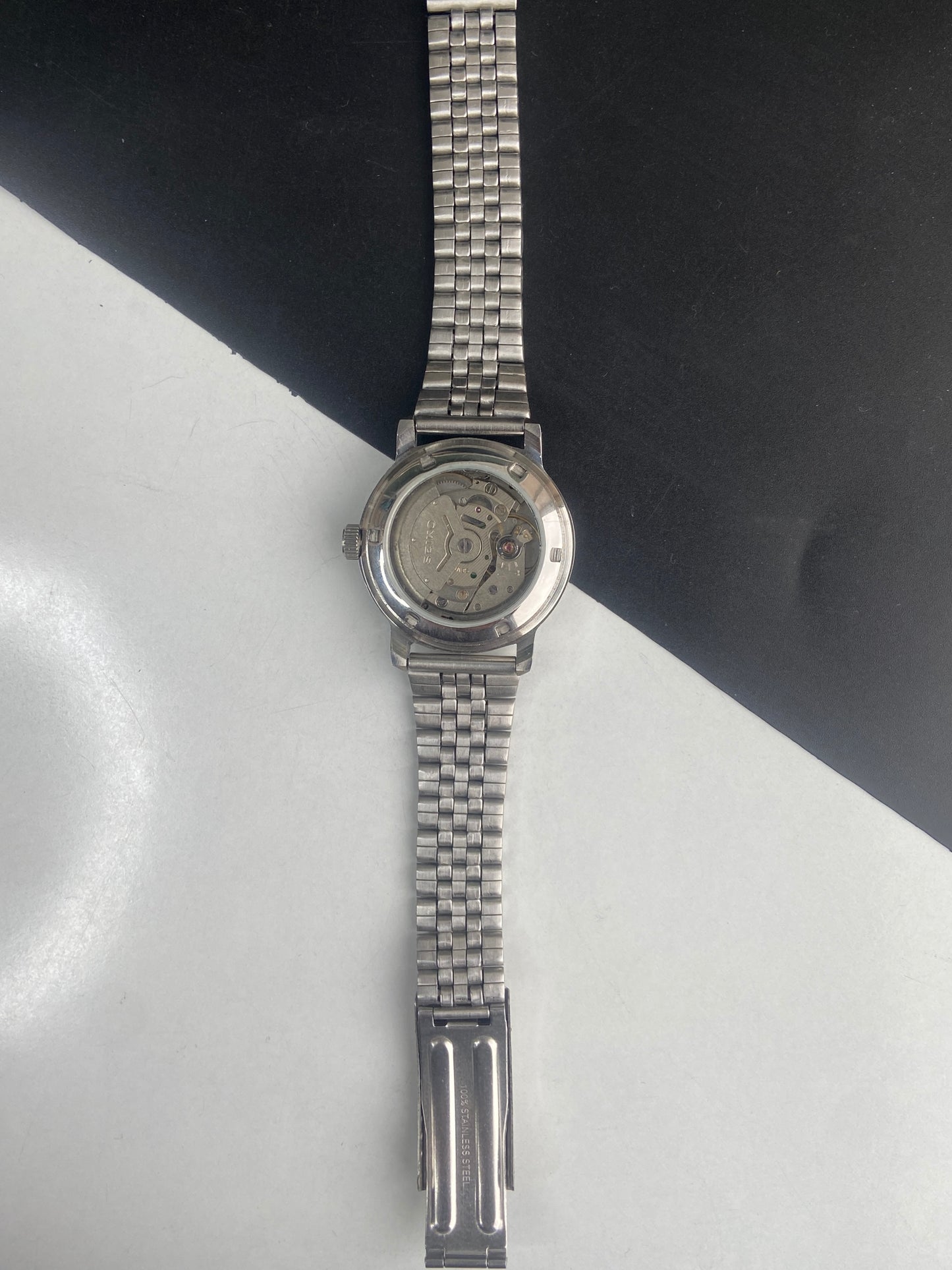 Vintage Mod Seiko 5 Automatic 6309A 17 Jewels Japan Men's Day-Date White Face Wrist Watch E47