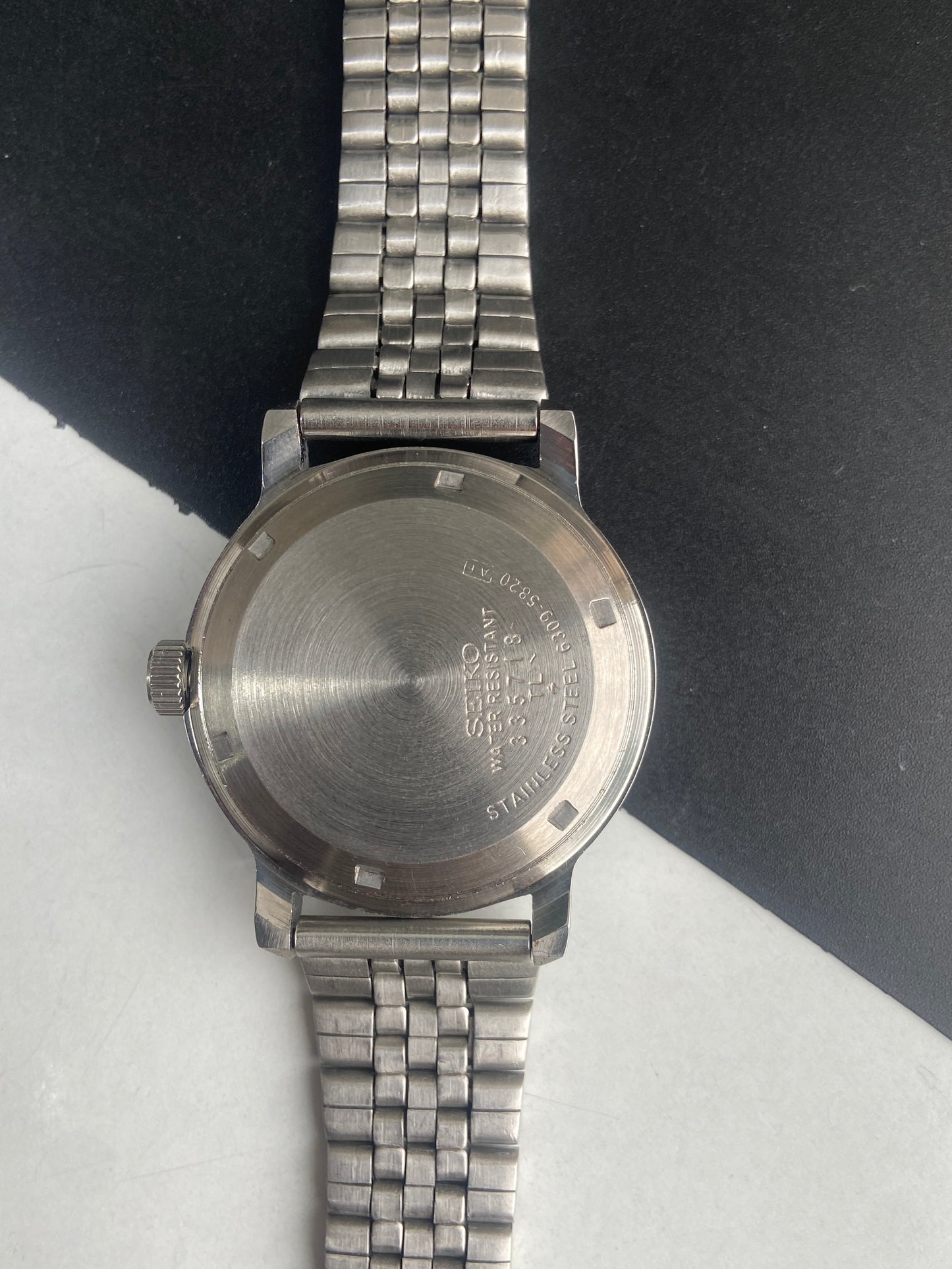 Vintage Mod Seiko 5 Automatic 6309A 17 Jewels Japan Men's Day-Date White Face Wrist Watch E47
