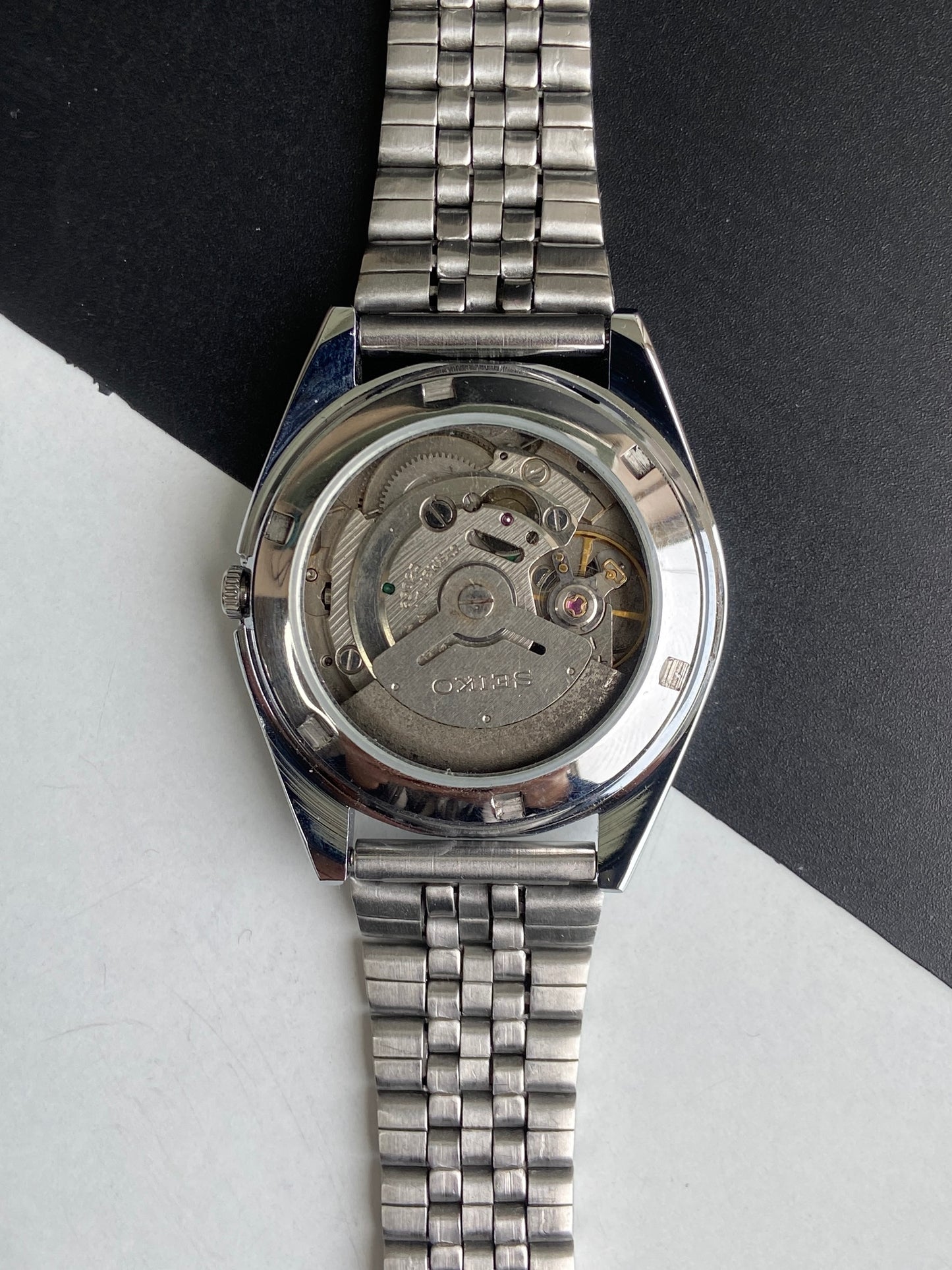 Vintage Mod Seiko 5 Automatic 6309A 17 Jewels Japan Men's Day-Date Brown Face Wrist Watch E50