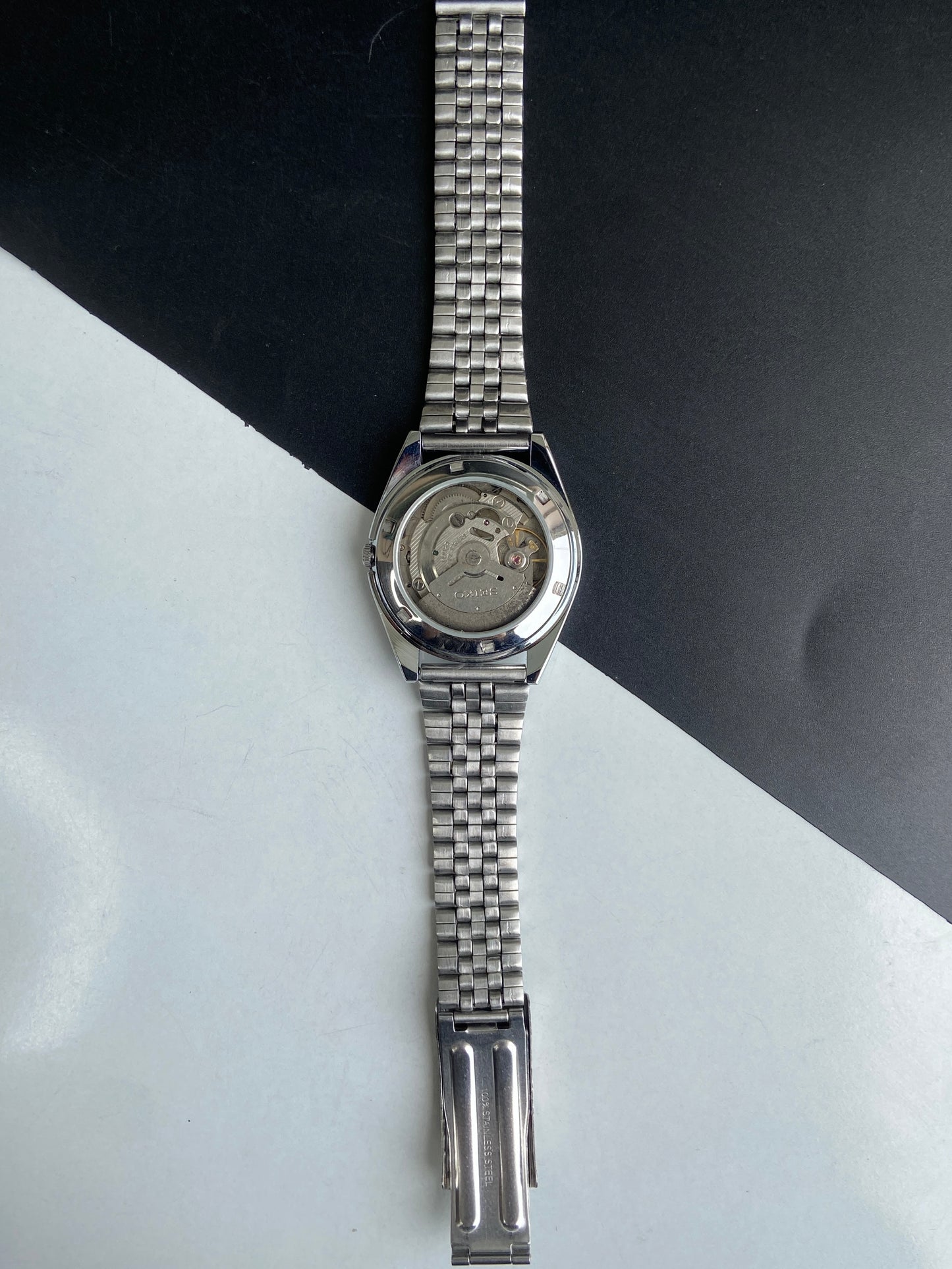 Vintage Mod Seiko 5 Automatic 6309A 17 Jewels Japan Men's Day-Date Brown Face Wrist Watch E50
