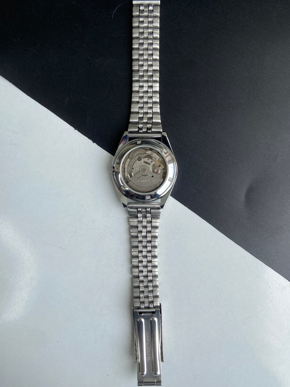 Vintage Mod Seiko 5 Automatic 6309A 17 Jewels Japan Men's Day-Date Brown Face Wrist Watch E50
