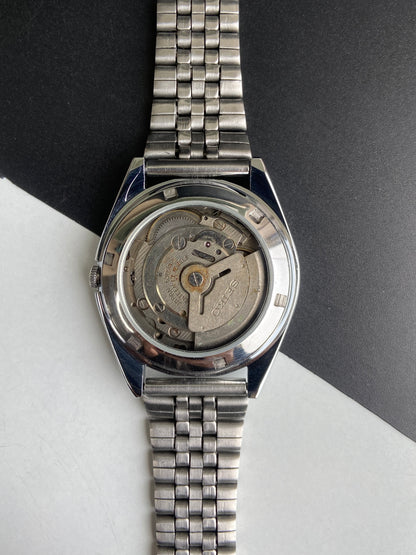 Vintage Mod Seiko 5 Automatic 6309A 17 Jewels Japan Men's Day-Date Yellow Face Wrist Watch E52
