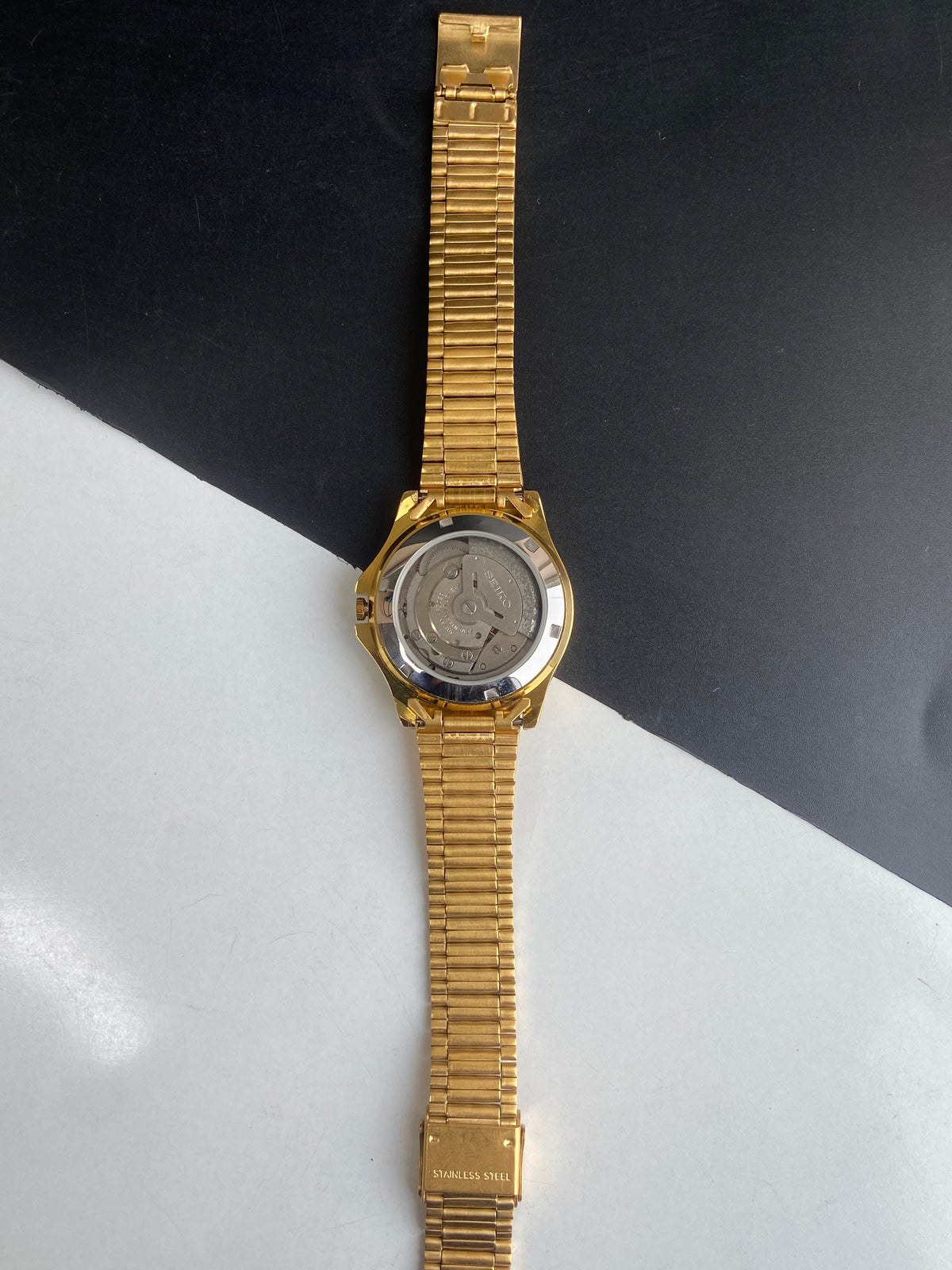 Vintage MOD Seiko 5 Automatic 17 Jewels Cal. 6309 White Face Fix Bezel Gold Plated  Men's Wrist Watch E69
