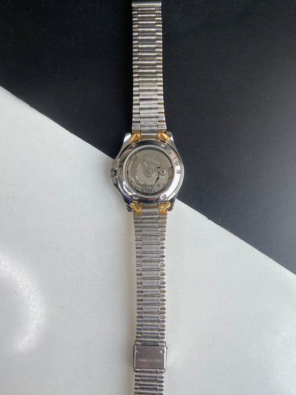 Vintage Mod Seiko Automatic 17 Jewels Cal. 6309 Green Face Fix Bezel Two Tone Men's Wrist Watch E68