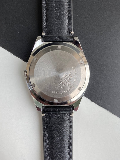 Vintage Mod Seiko 5 Automatic 6309A 17 Jewels Japan Men's Day-Date Black Face Wrist Watch E70