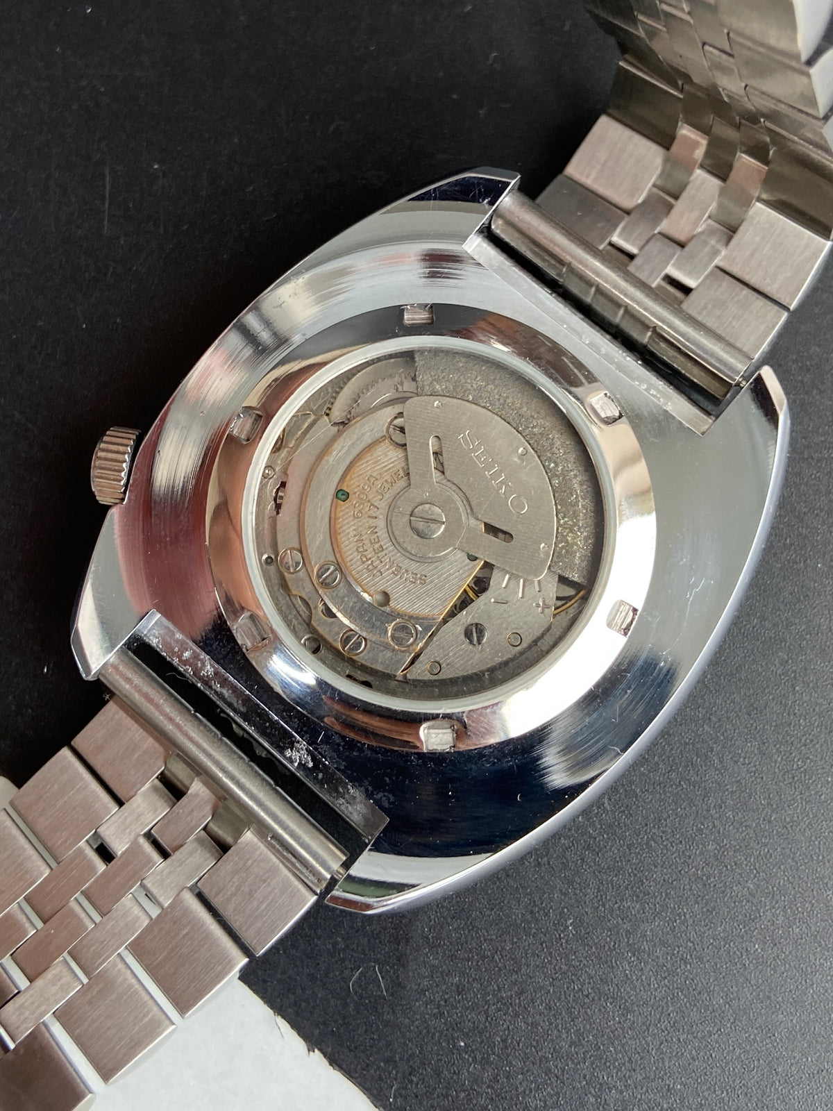 Vintage MOD Seiko Turtle Automatic Orange Face Cal. 6309 Rotating Bezel Day-Date Men's Wrist Watch E75