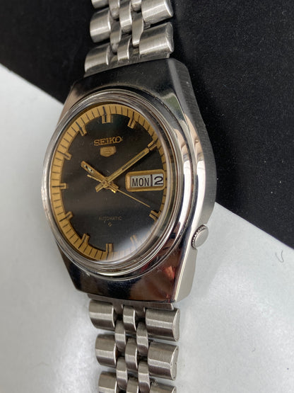 Vintage 1979 Original Seiko 5 Automatic 6309-8500 Black Face Day-Date Japanese Men's Wrist Watch E78
