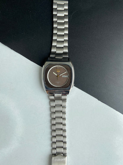 Vintage 1980 Original Seiko 5 Automatic 6309-603C Black Face Day-Date Japanese Men's Wrist Watch E79