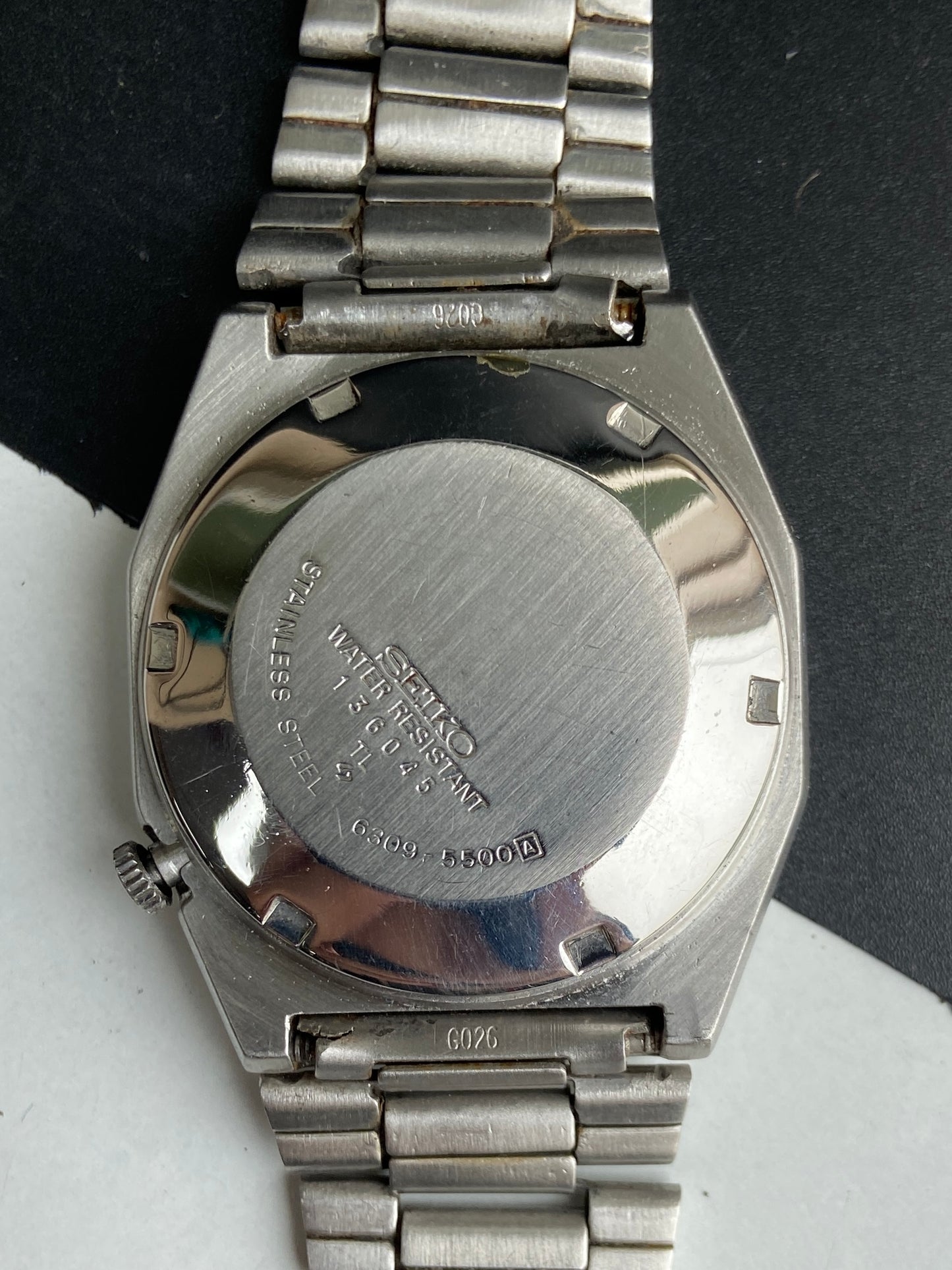Vintage 1981 Original Seiko 5 Automatic 6309-5500 Black Face Day-Date Japanese Men's Wrist Watch E80