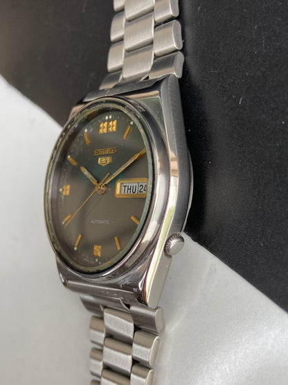 Vintage 1982 Original Seiko 5 Automatic 6309-8230 Gray Face 17 Jewels Day-Date Japanese Men's Wrist Watch E81