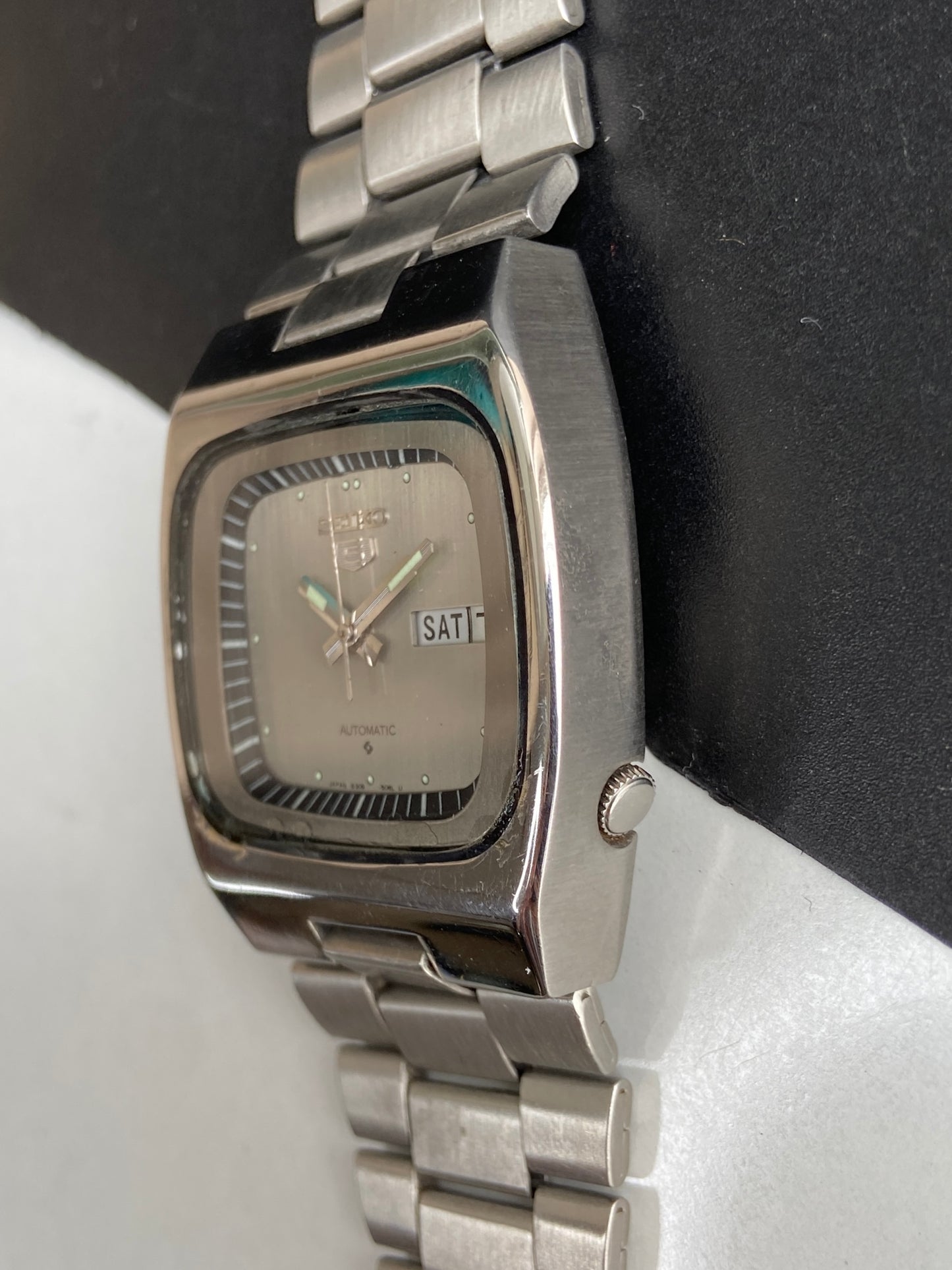 Vintage 1981 Original Seiko 5 Automatic 6309-5080 Silver Face 17 Jewels Day-Date Japanese Men's Wrist Watch E82