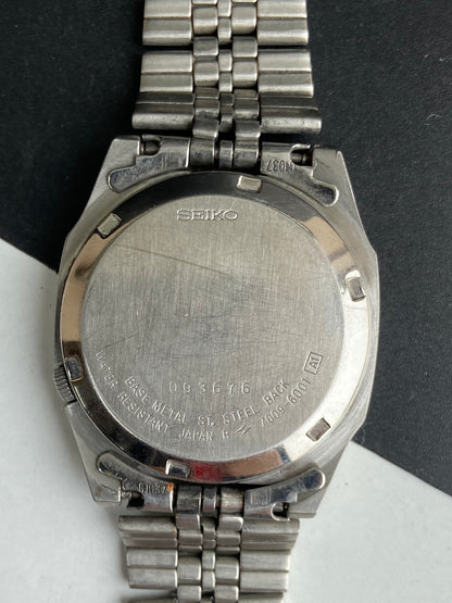 Vintage 1980 Original Seiko 5 Automatic 7009-6001 Black Face 17 Jewels Day-Date Japanese Men's Wrist Watch E86