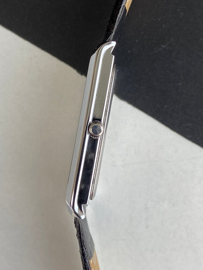 Seiko Slim Rectangular Quartz White Face Black Band Men's Wrist Watch F02