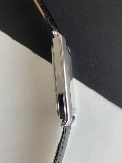Seiko Slim Rectangular Quartz White Face Black Band Men's Wrist Watch F02