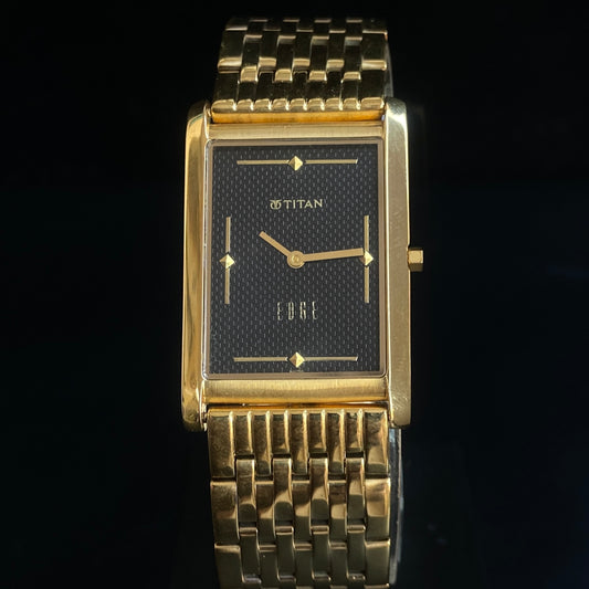 Original TITAN EDGE 1043YBA Rectangular Black Face 25MM Case Men's Watch k23