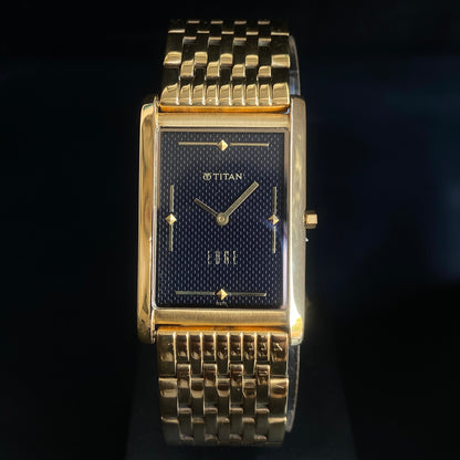 Original TITAN EDGE 1043YBA Rectangular Black Face 25MM Case Men's Watch k23