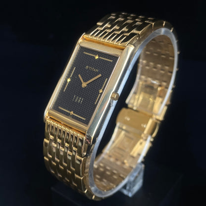Original TITAN EDGE 1043YBA Rectangular Black Face 25MM Case Men's Watch k23