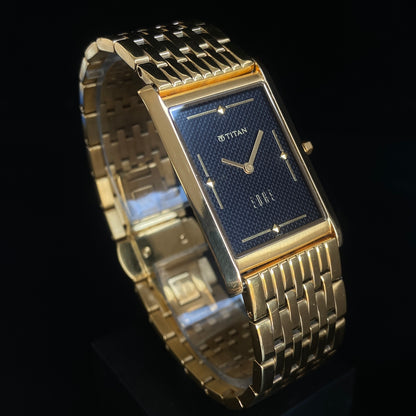 Original TITAN EDGE 1043YBA Rectangular Black Face 25MM Case Men's Watch k23