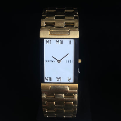 Original TITAN EDGE 1296YBC31 Rectangular White Face 23MM Case Men's Watch k25