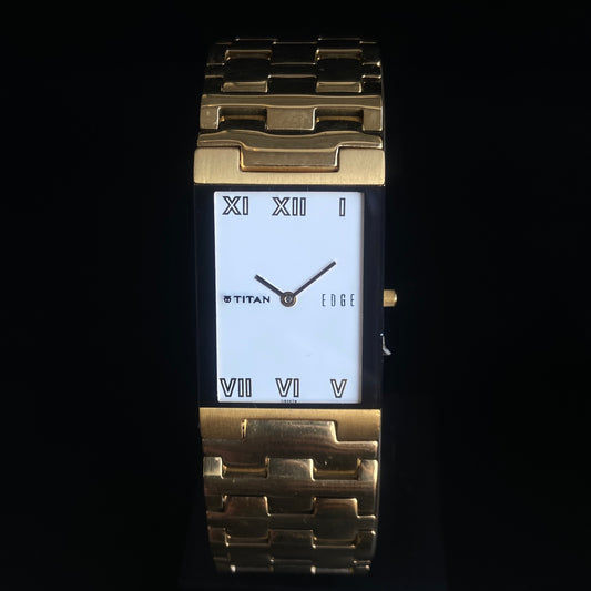 Original TITAN EDGE 1296YBC31 Rectangular White Face 23MM Case Men's Watch k25