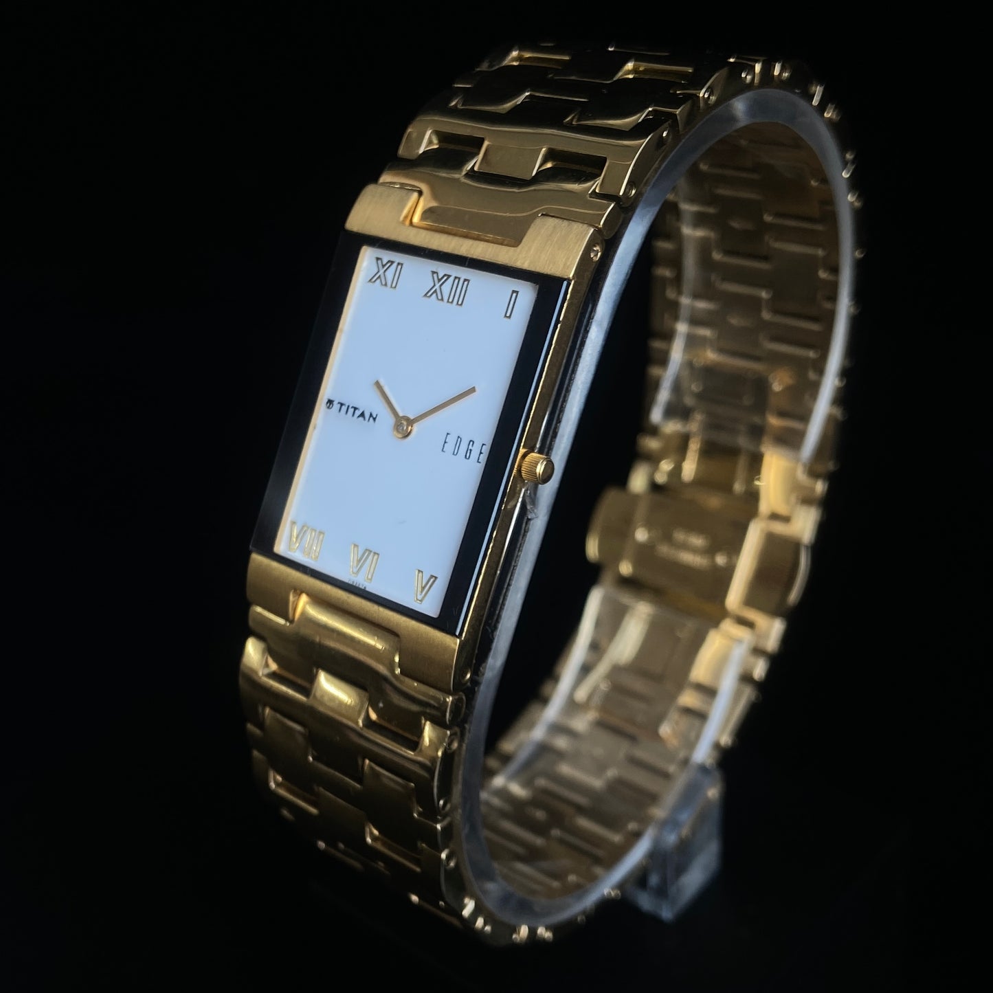Original TITAN EDGE 1296YBC31 Rectangular White Face 23MM Case Men's Watch k25
