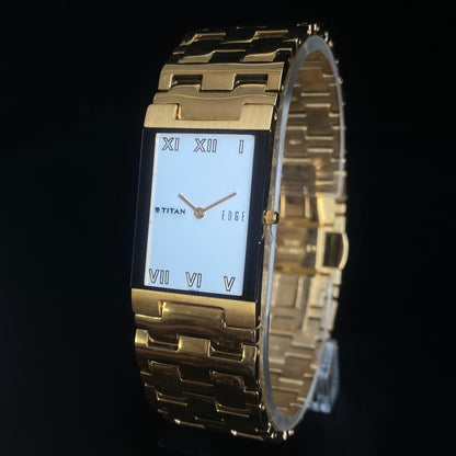 Original TITAN EDGE 1296YBC31 Rectangular White Face 23MM Case Men's Watch k25