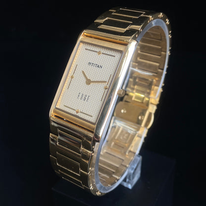 Original TITAN EDGE 1043SBA Rectangular Golden Face 25MM Case Men's Watch k26