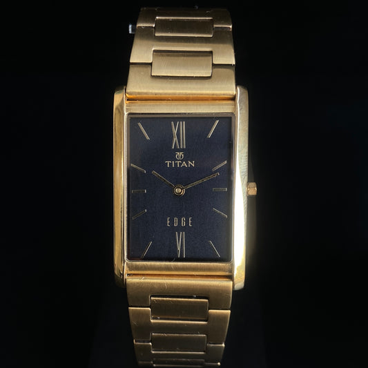 Original TITAN EDGE 1043BBD31 Rectangular Black Face 25MM Case Men's Watch k27