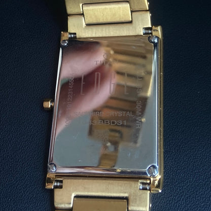 Original TITAN EDGE 1043BBD31 Rectangular Black Face 25MM Case Men's Watch k27