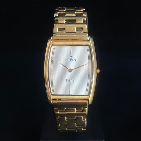 Original TITAN EDGE 1044SBB Barrel Golden Face 29MM Case Men's Watch k30