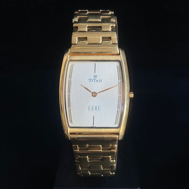 Original TITAN EDGE 1044SBB Barrel Golden Face 29MM Case Men's Watch k30