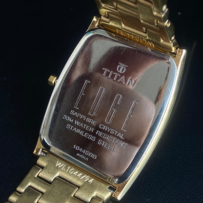Original TITAN EDGE 1044SBB Barrel Golden Face 29MM Case Men's Watch k30