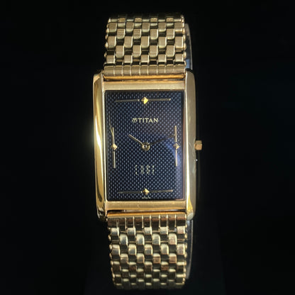 Original TITAN EDGE 1043BBA Rectangular Black Face 25MM Case Men's Watch k28