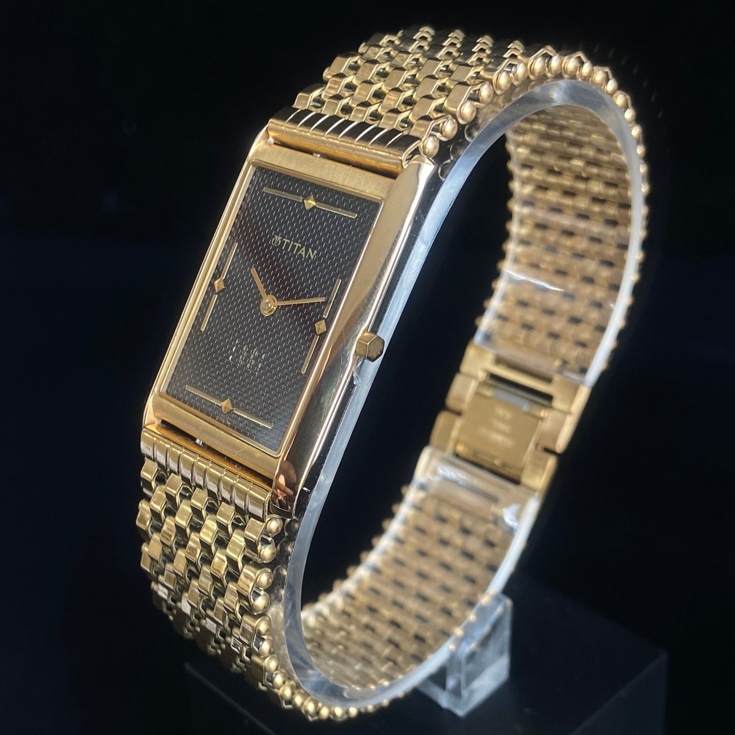 Original TITAN EDGE 1043BBA Rectangular Black Face 25MM Case Men's Watch k28