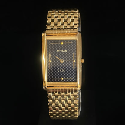 Original TITAN EDGE 1043BBA Rectangular Black Face 25MM Case Men's Watch k28