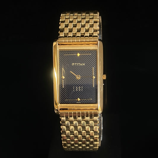 Original TITAN EDGE 1043BBA Rectangular Black Face 25MM Case Men's Watch k28