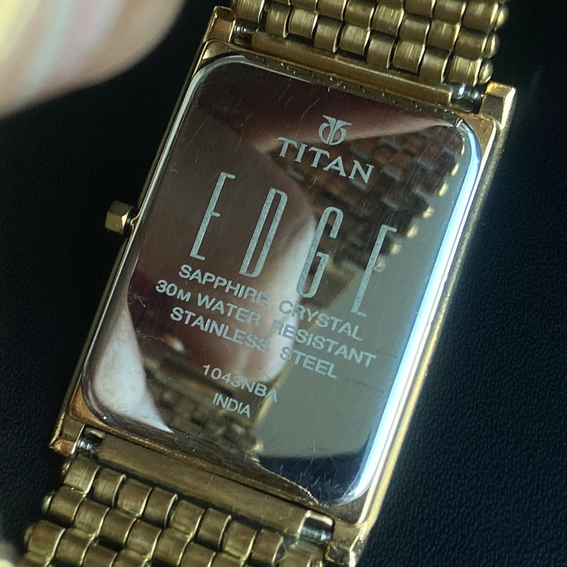 Original TITAN EDGE 1043BBA Rectangular Black Face 25MM Case Men's Watch k28