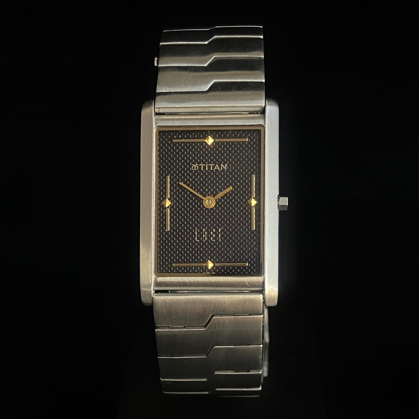 Original TITAN EDGE 1043YCDE31 Rectangular Black Face 25MM Case Men's Watch K34