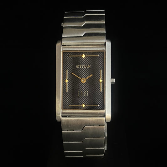 Original TITAN EDGE 1043YCDE31 Rectangular Black Face 25MM Case Men's Watch K34