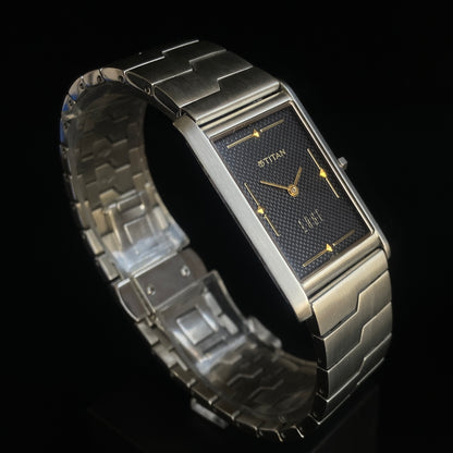 Original TITAN EDGE 1043YCDE31 Rectangular Black Face 25MM Case Men's Watch K34