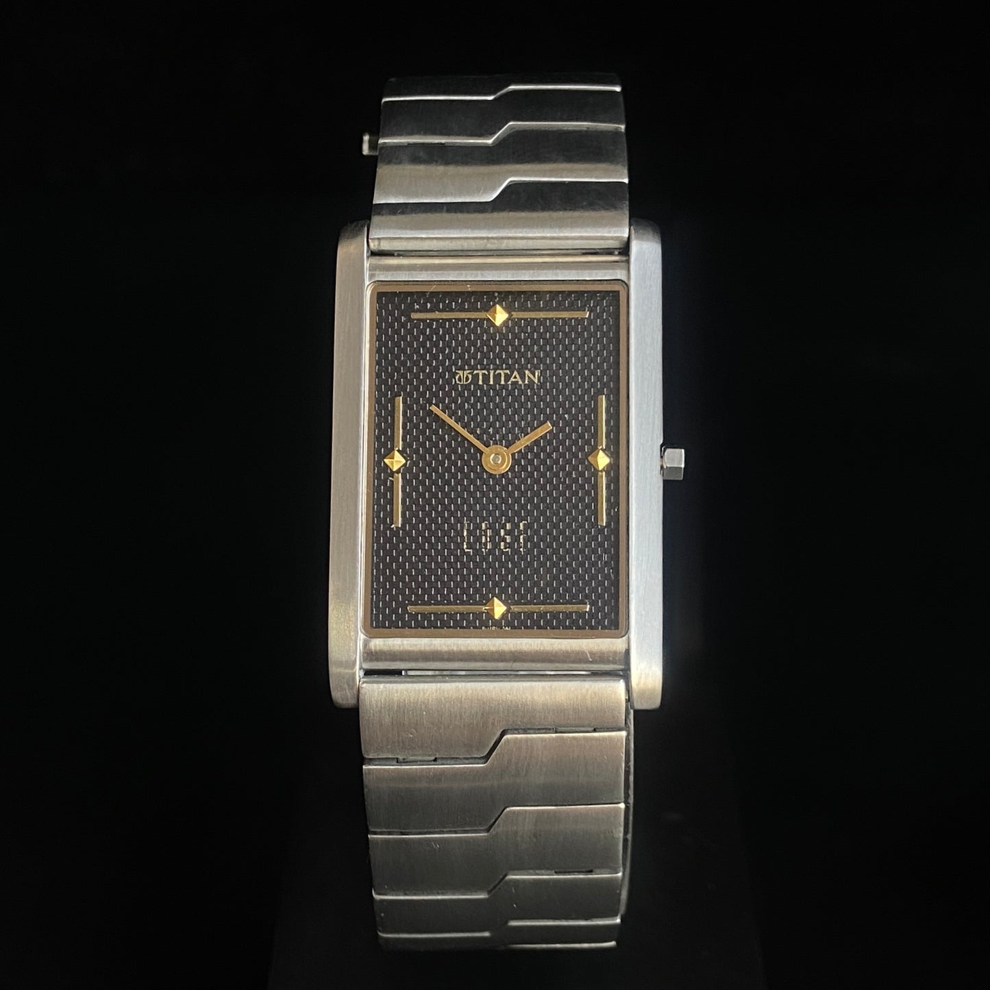 Original TITAN EDGE 1043YCDE31 Rectangular Black Face 25MM Case Men's Watch K34