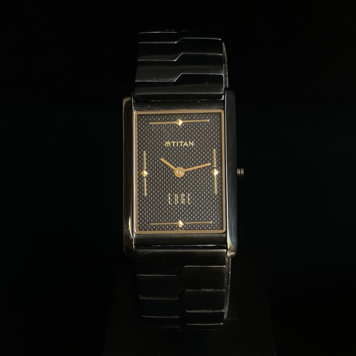 Original TITAN EDGE 1043YCDE31 Rectangular Black Face 25MM Case Men's Watch K35