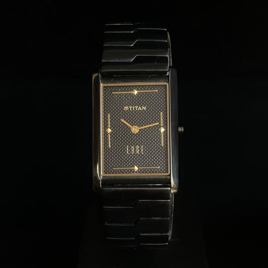 Original TITAN EDGE 1043YCDE31 Rectangular Black Face 25MM Case Men's Watch K35