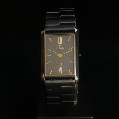 Original TITAN EDGE 1043YCA Rectangular Black Face 25MM Case Men's Watch K36