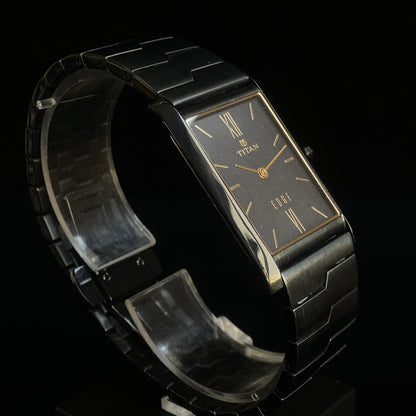 Original TITAN EDGE 1043YCA Rectangular Black Face 25MM Case Men's Watch K36