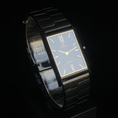 Original TITAN EDGE 1043YCA Rectangular Black Face 25MM Case Men's Watch K36