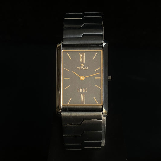 Original TITAN EDGE 1043YCA Rectangular Black Face 25MM Case Men's Watch K36
