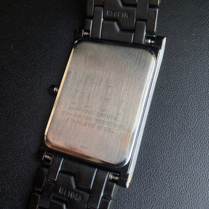 Original TITAN EDGE 1043YCA Rectangular Black Face 25MM Case Men's Watch K36