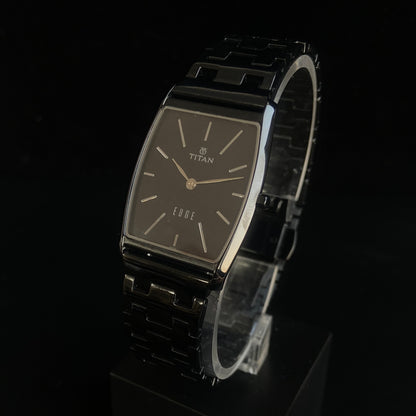 Original TITAN EDGE 1044YCB Barrel Black Face 29MM Case Men's Watch K38