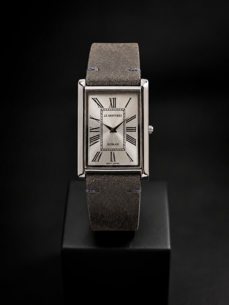 New Le Montres Classic Tank Quartz Men's Watch Silver Dial 26mm Silver Case LM08